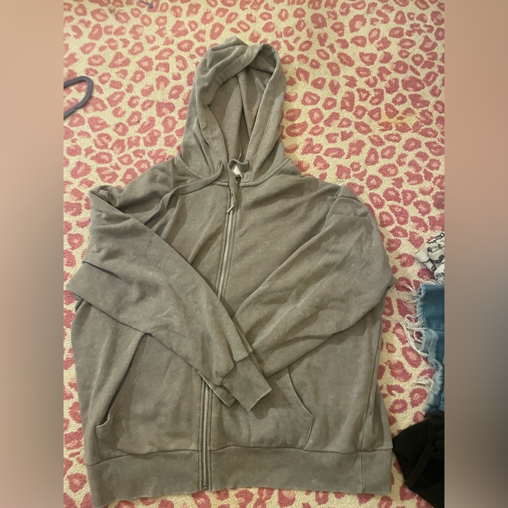 Baggy grey zip up hoodie